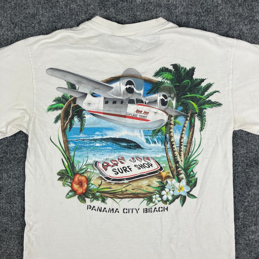 Ron Jon Surf Shop TShirt Mens S White Graphic Beach Vintage Panama City